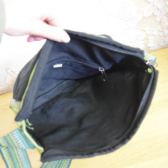 Patchwork Hippie Crossbody Purse Kathmandu Imports Nepal Cotton Green Indie Boho - Picture 10 of 11